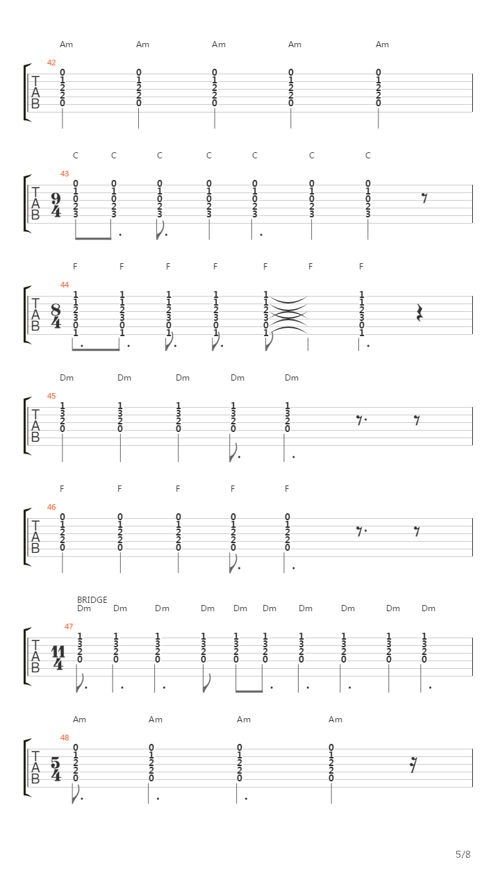 Leave Out Of The Rest (Acoustic version)吉他谱