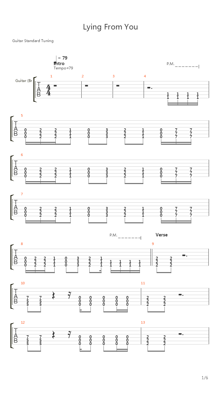 Lying From You (with vocal)吉他谱