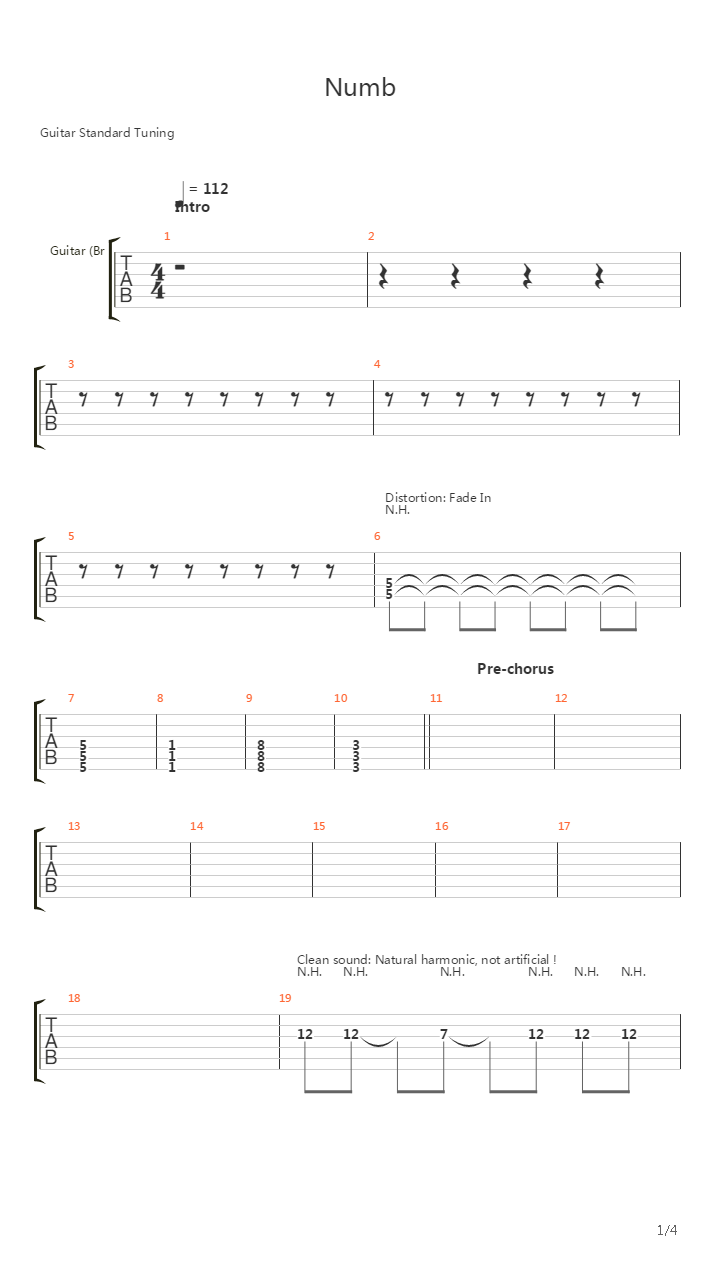 Numb吉他谱