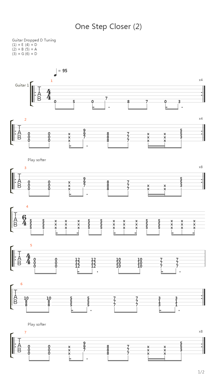 One Step Closer吉他谱