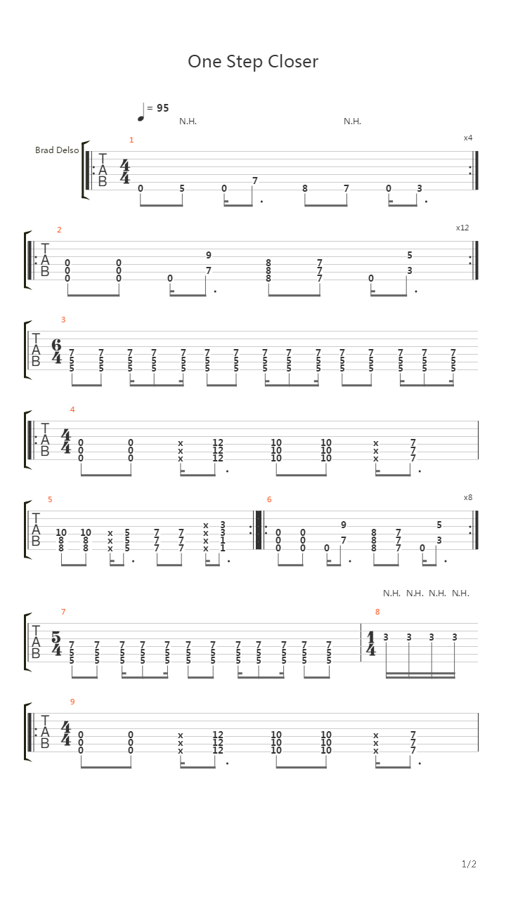 One Step Closer吉他谱