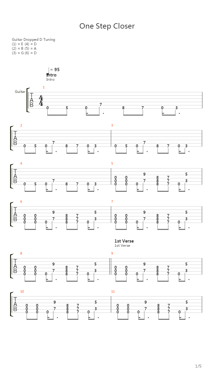 One Step Closer吉他谱