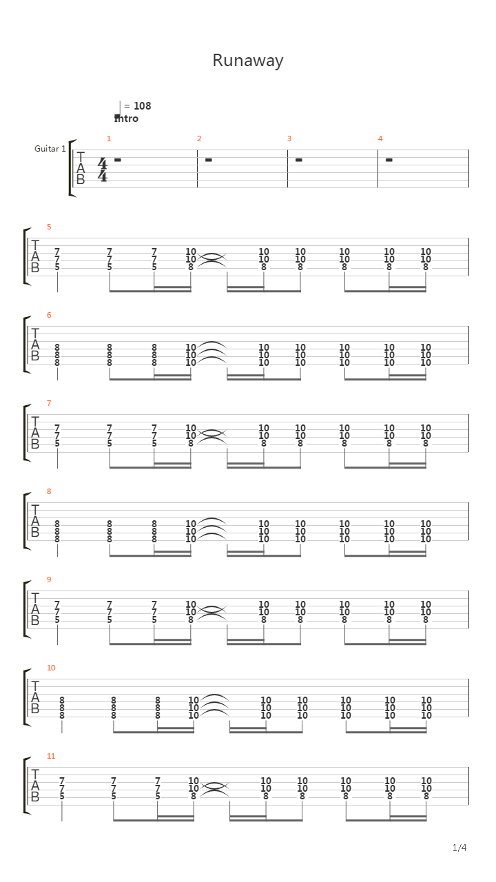 Runaway吉他谱