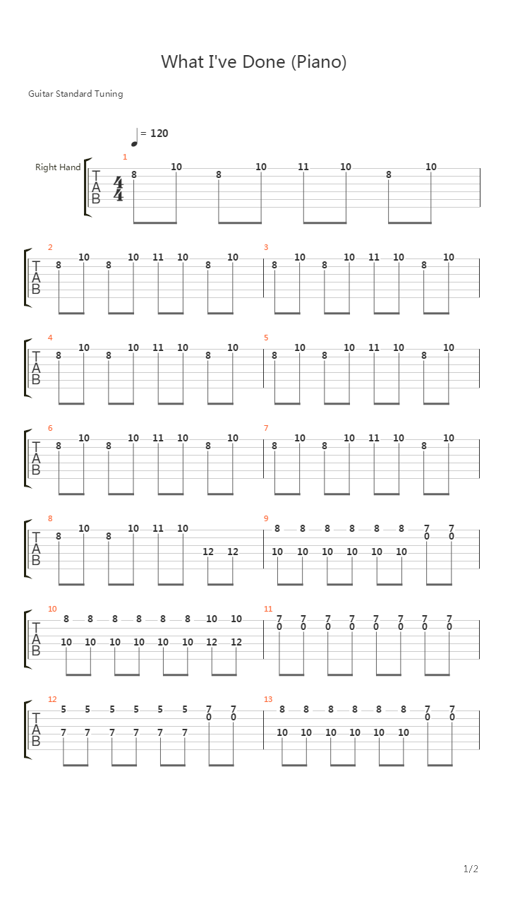 What Ive Done (Piano)吉他谱
