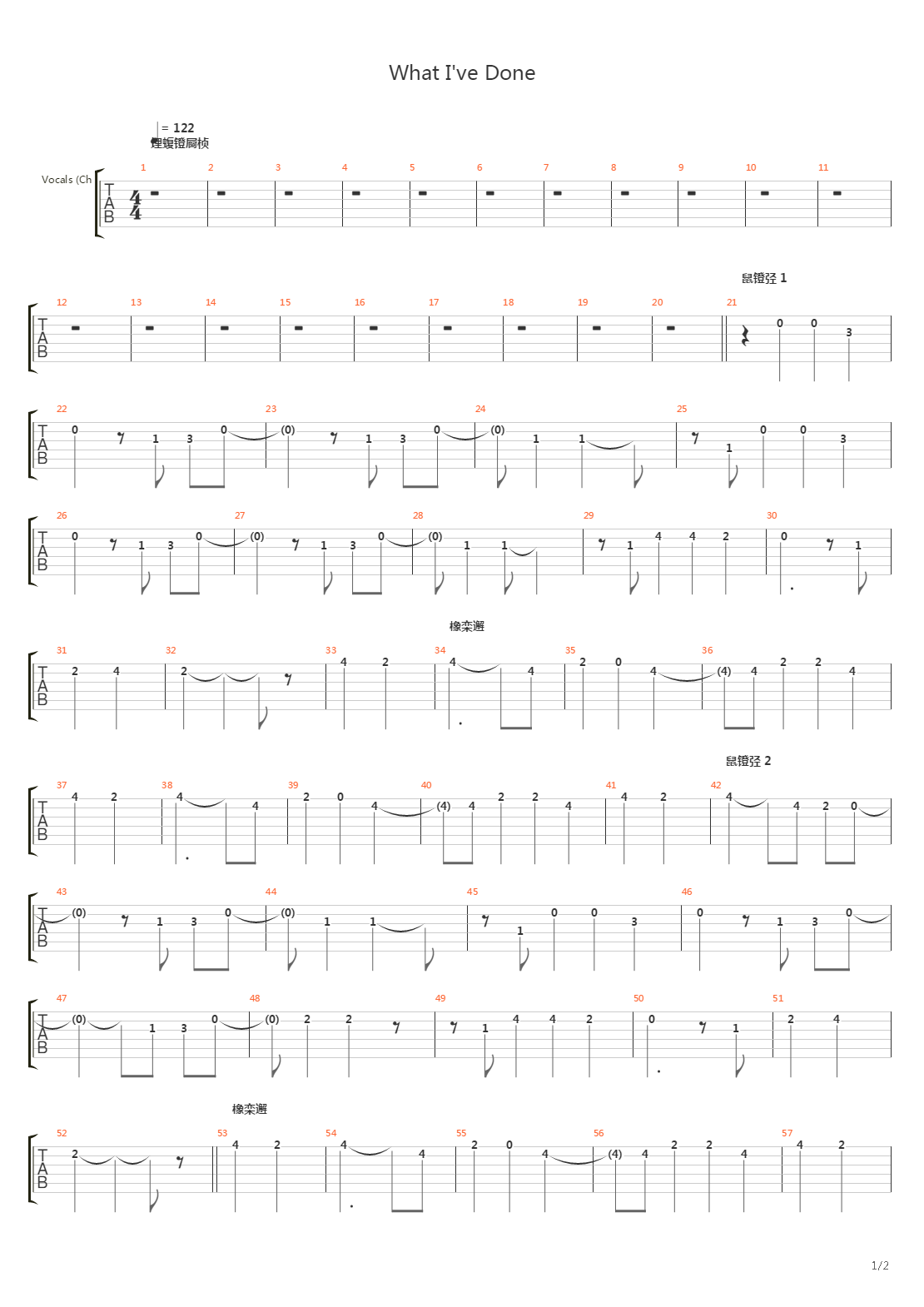 What Ive Done吉他谱