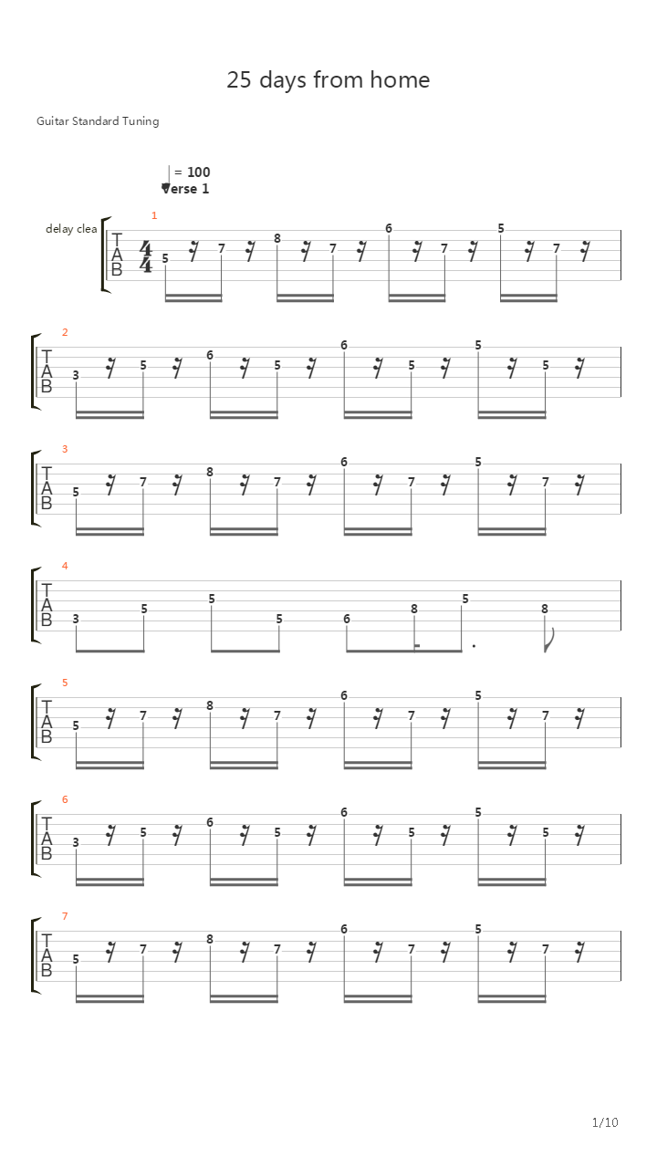 25 Days From Home吉他谱