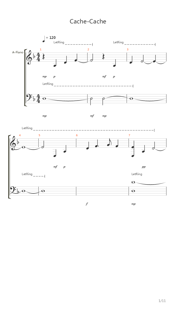 Cache Cache吉他谱