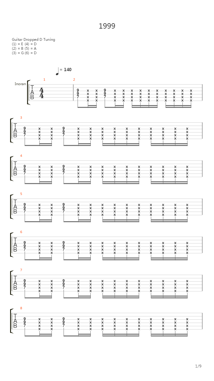 1999吉他谱