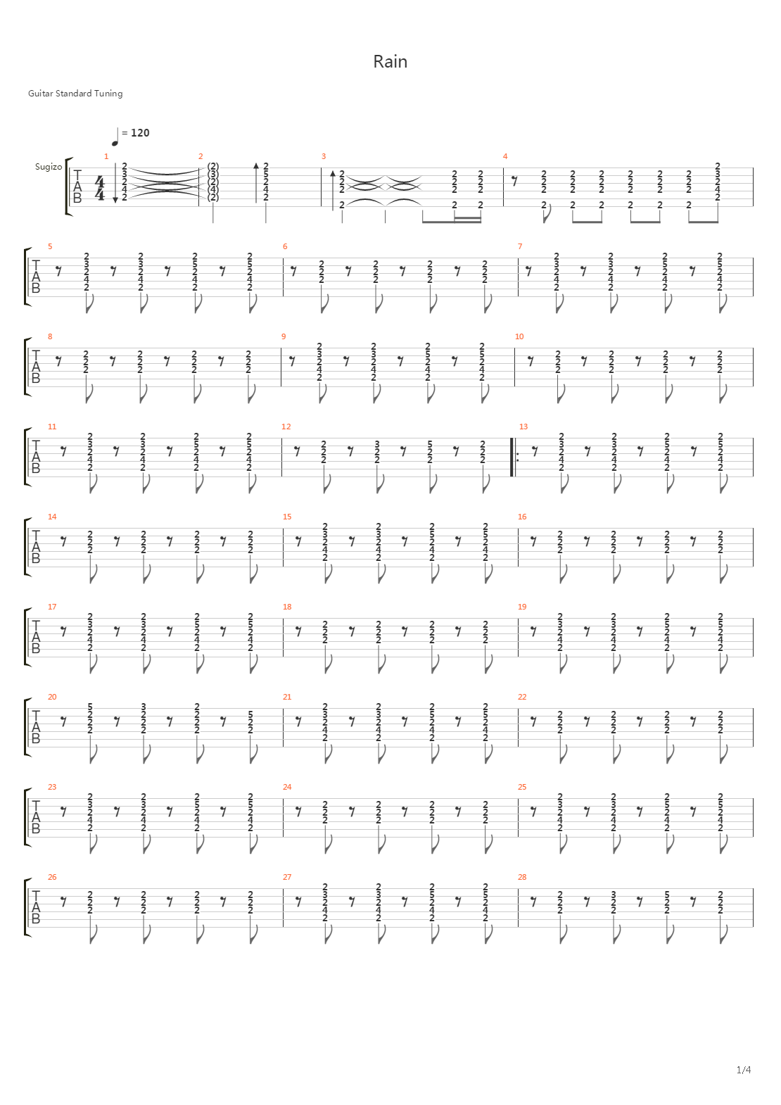 Rain吉他谱