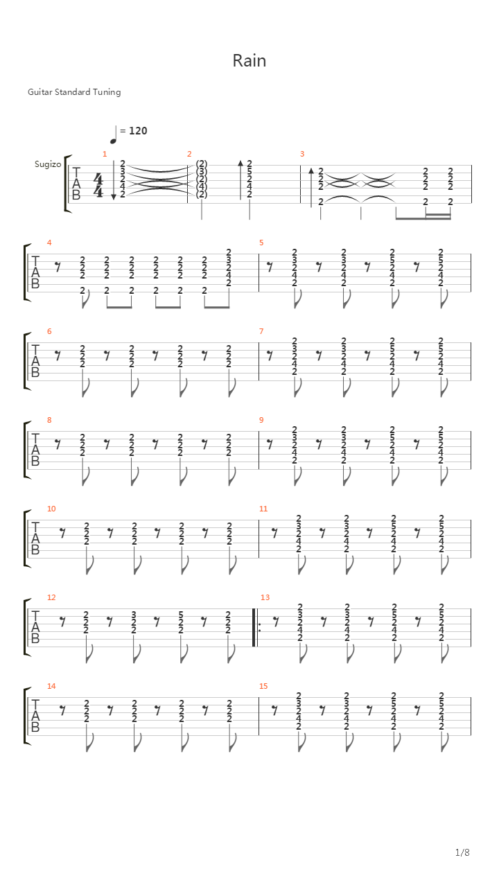 Rain吉他谱