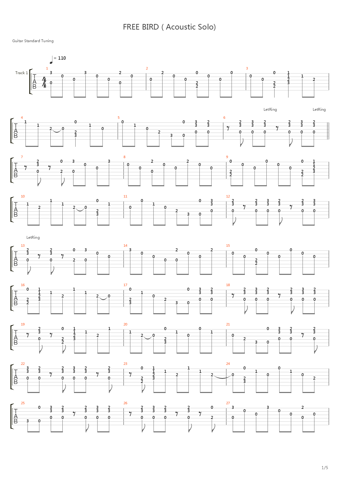Free Bird (Acoustic)吉他谱