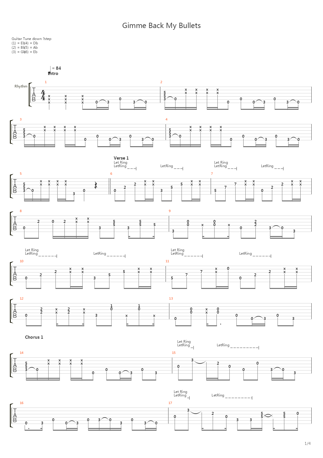 Gimme Back My Bullets吉他谱