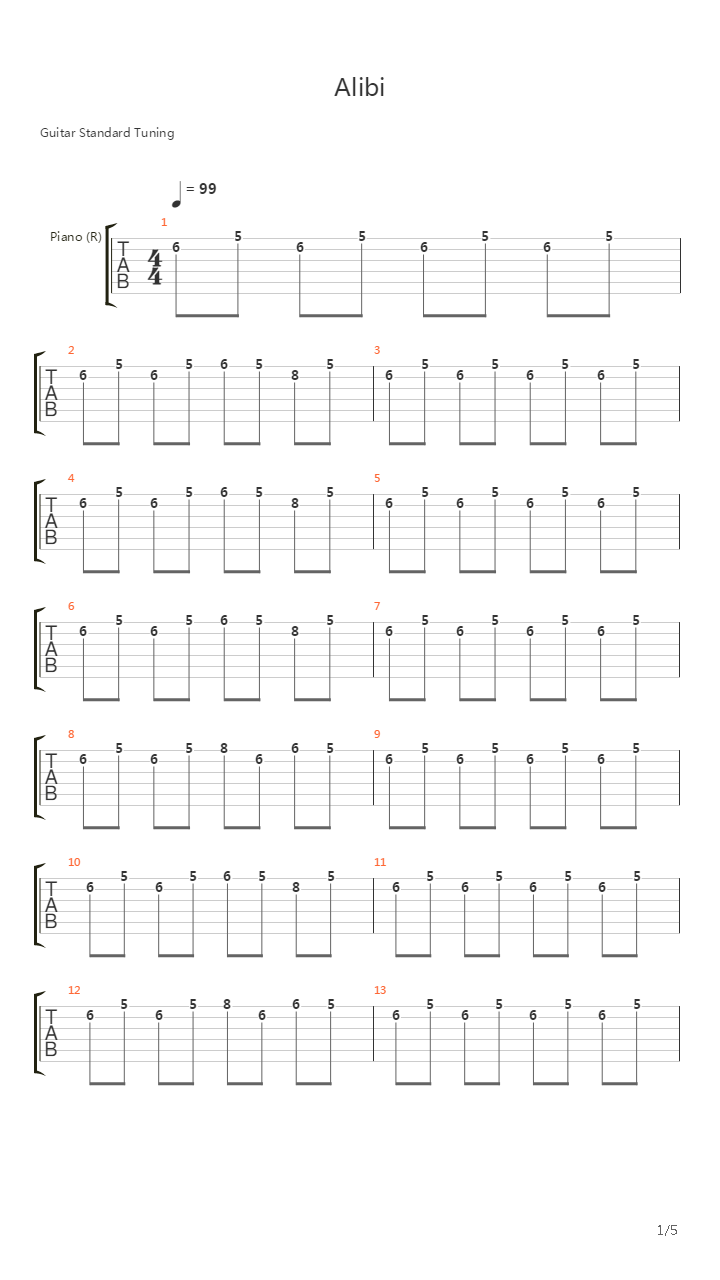 Alibi吉他谱