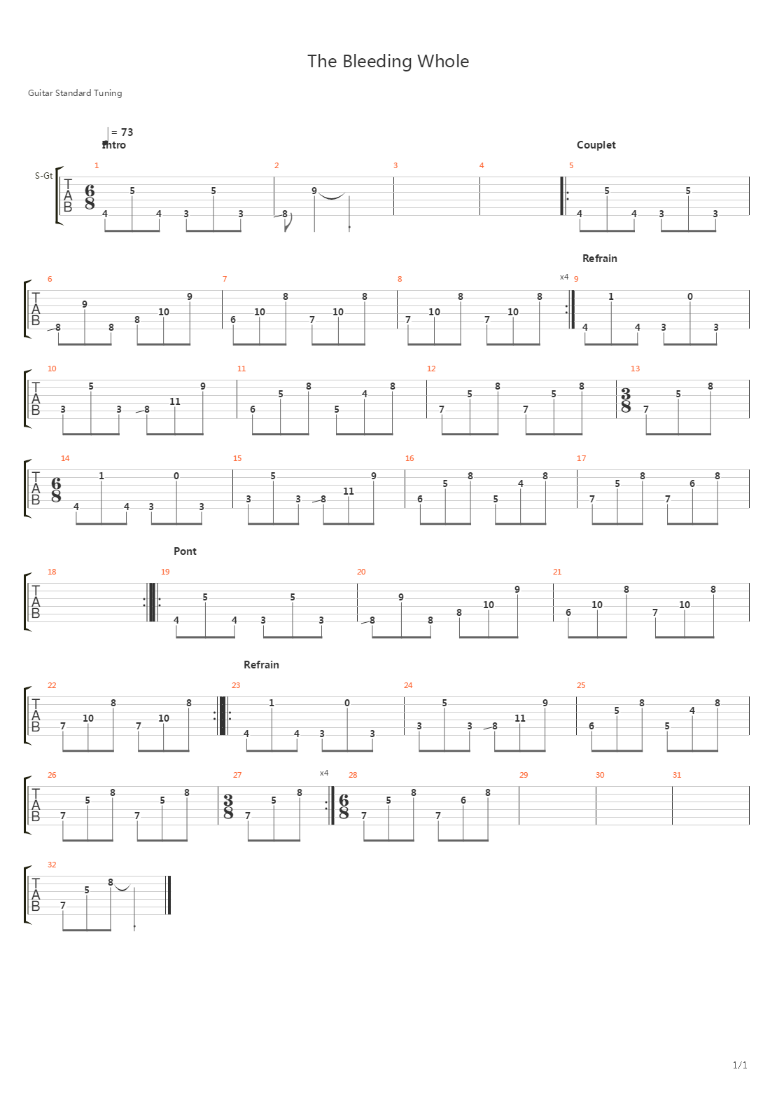 The Bleeding Whole吉他谱