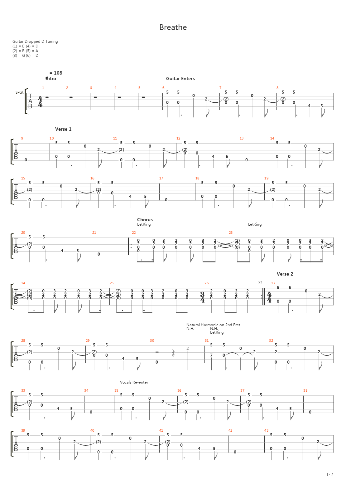 Breathe吉他谱
