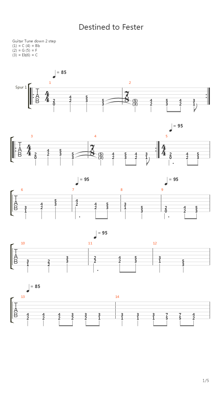 Destined To Fester吉他谱