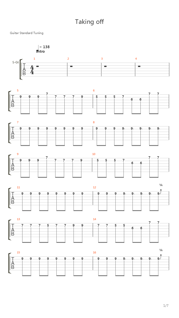 Taking Off吉他谱