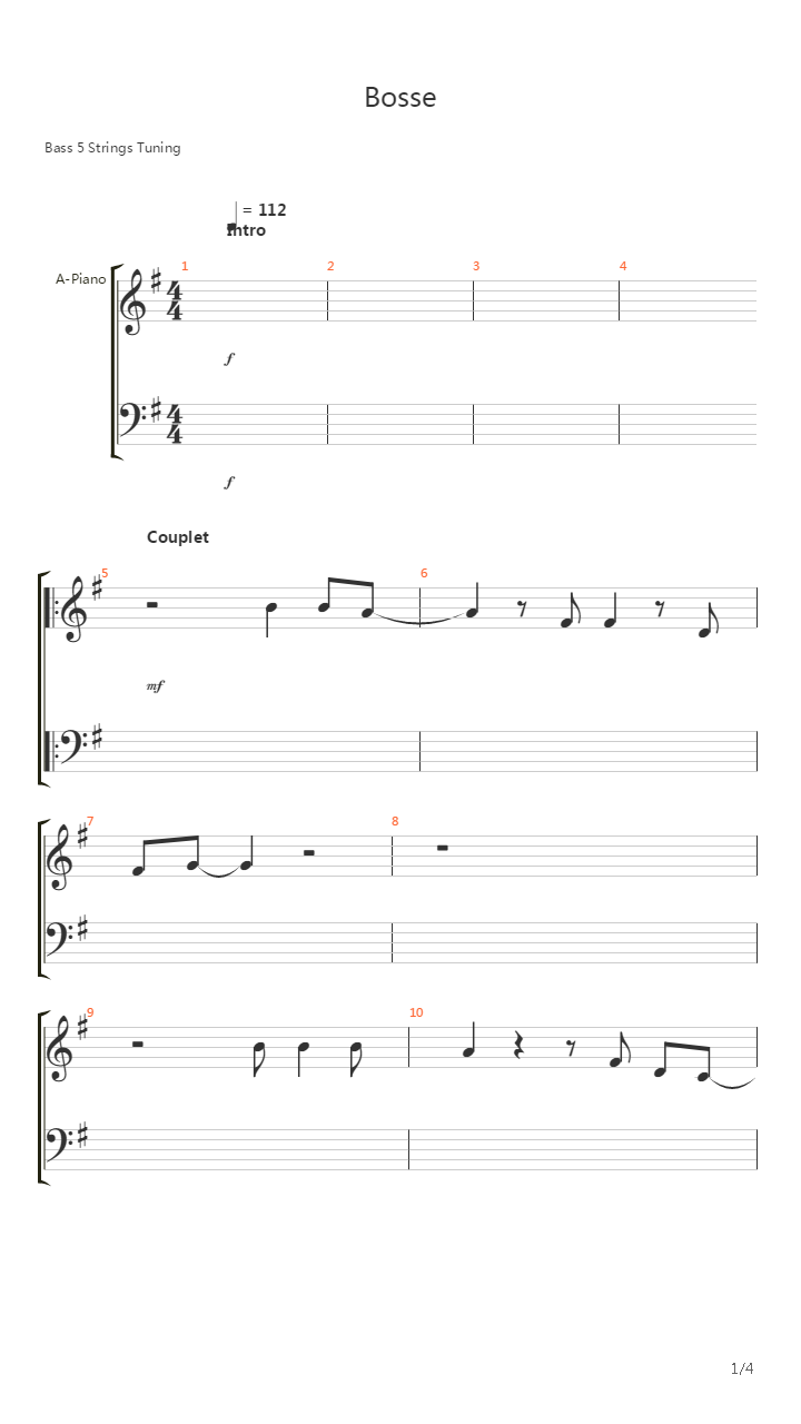 Bosse吉他谱