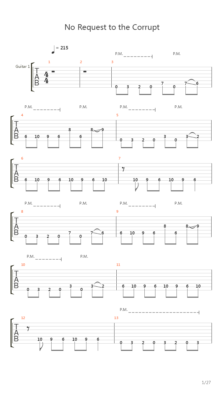 No Request For The Corrupted吉他谱
