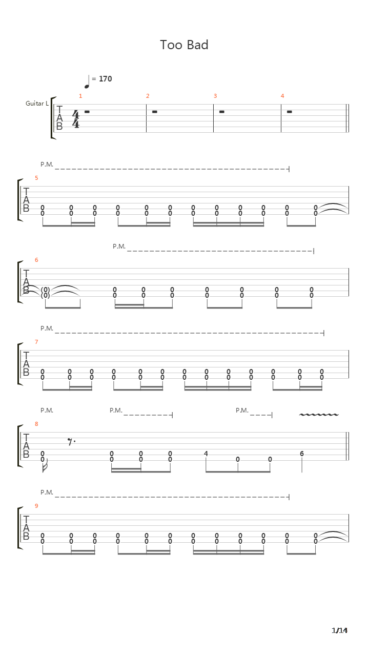 Too Bad吉他谱