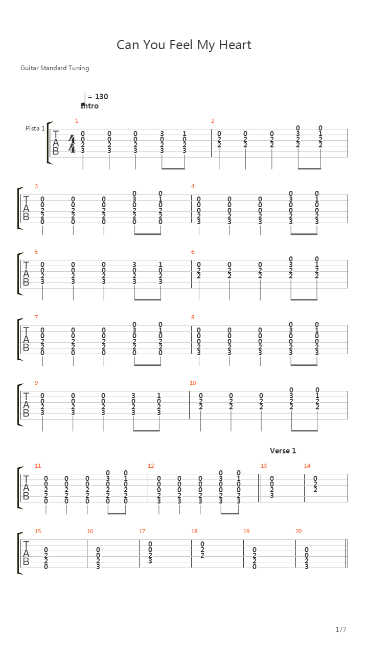 Can You Feel My Heart吉他谱