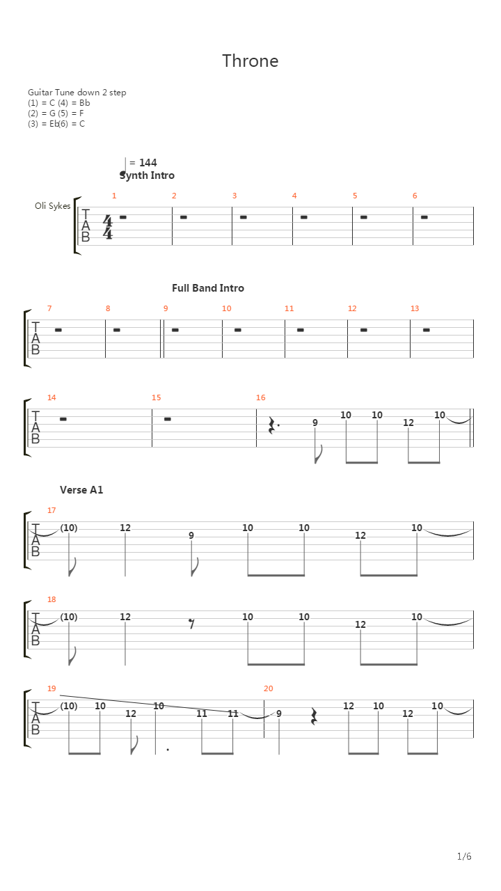 Throne吉他谱