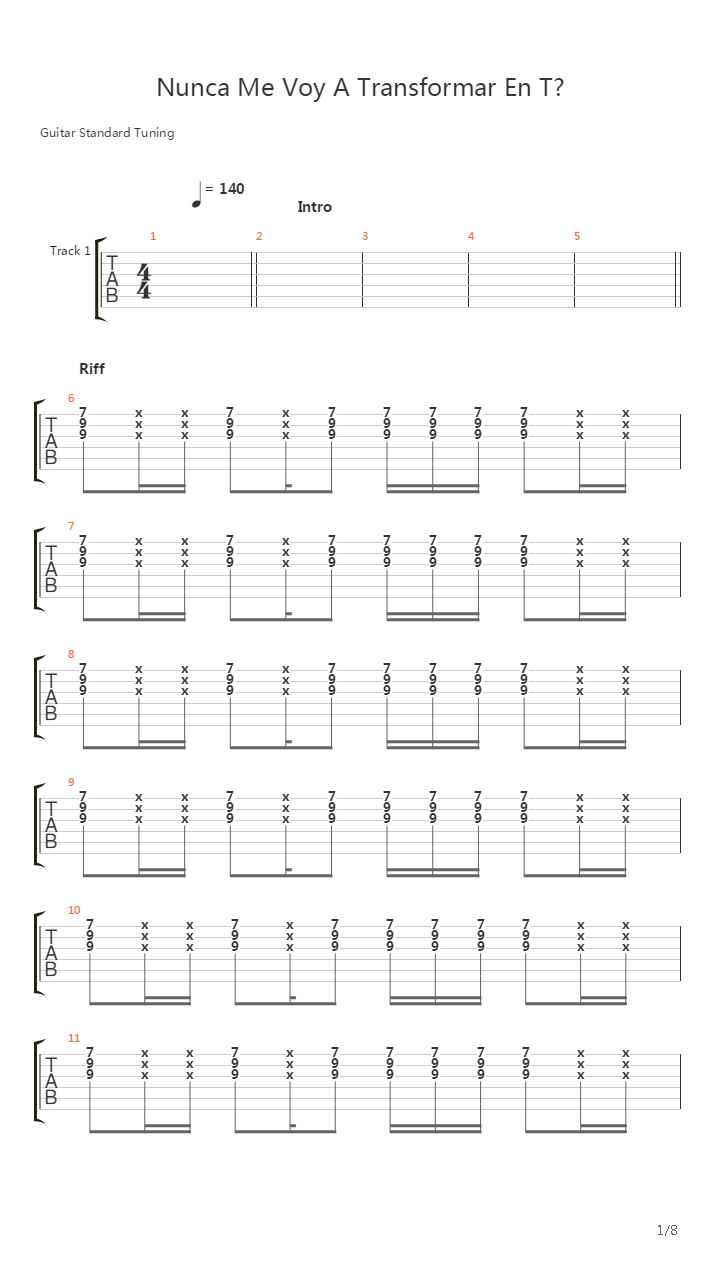 Nunca Me Voy A Transformar En Ti吉他谱