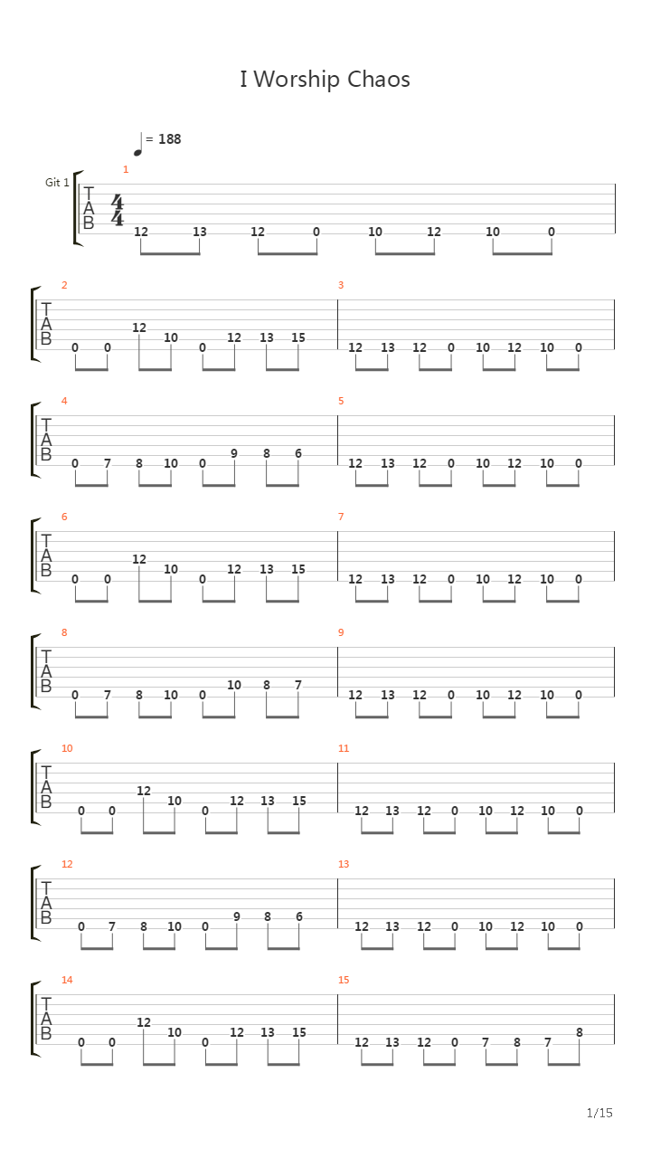 I Worship Chaos吉他谱