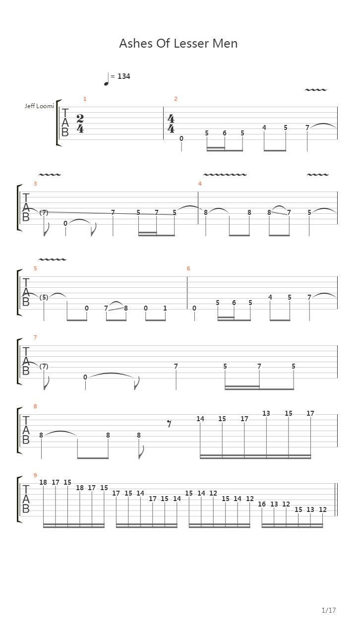 Ashes Of Lesser Men吉他谱