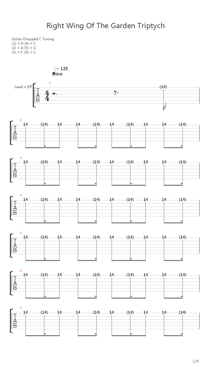 Right Wing Of The Garden Triptych吉他谱