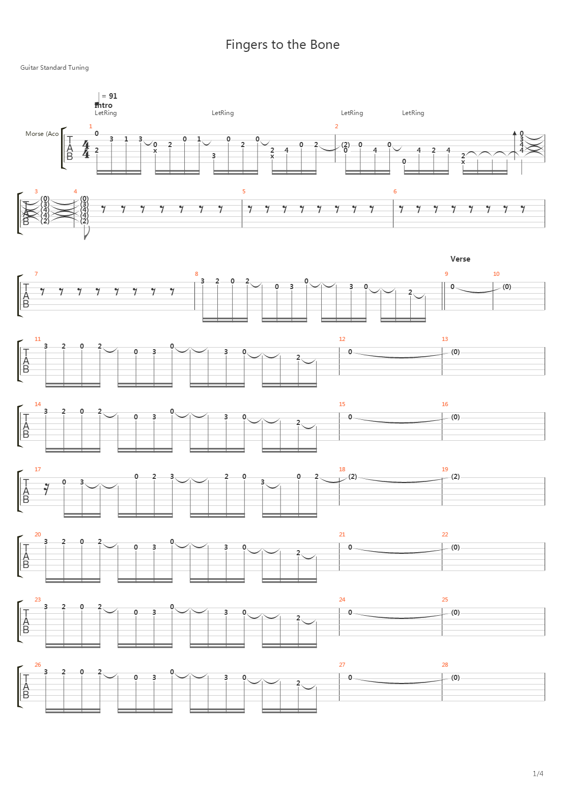 Fingers To The Bone吉他谱