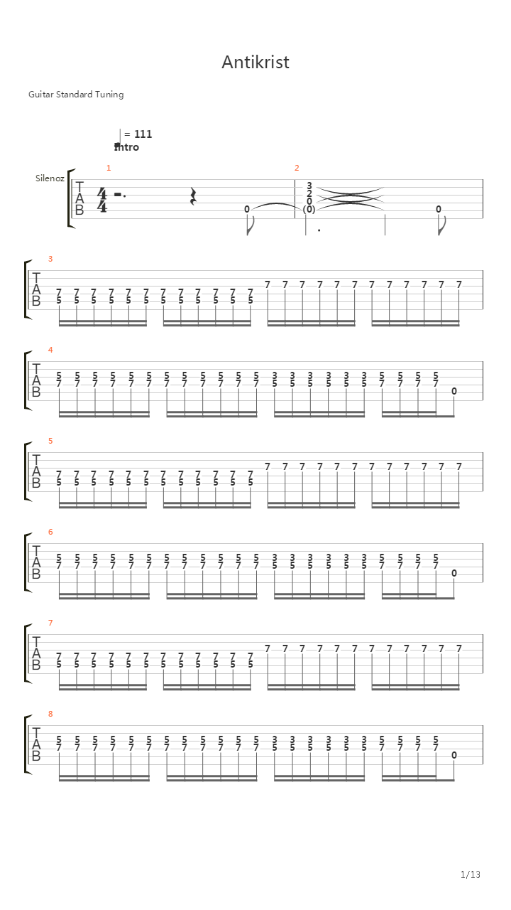 Antikrist吉他谱