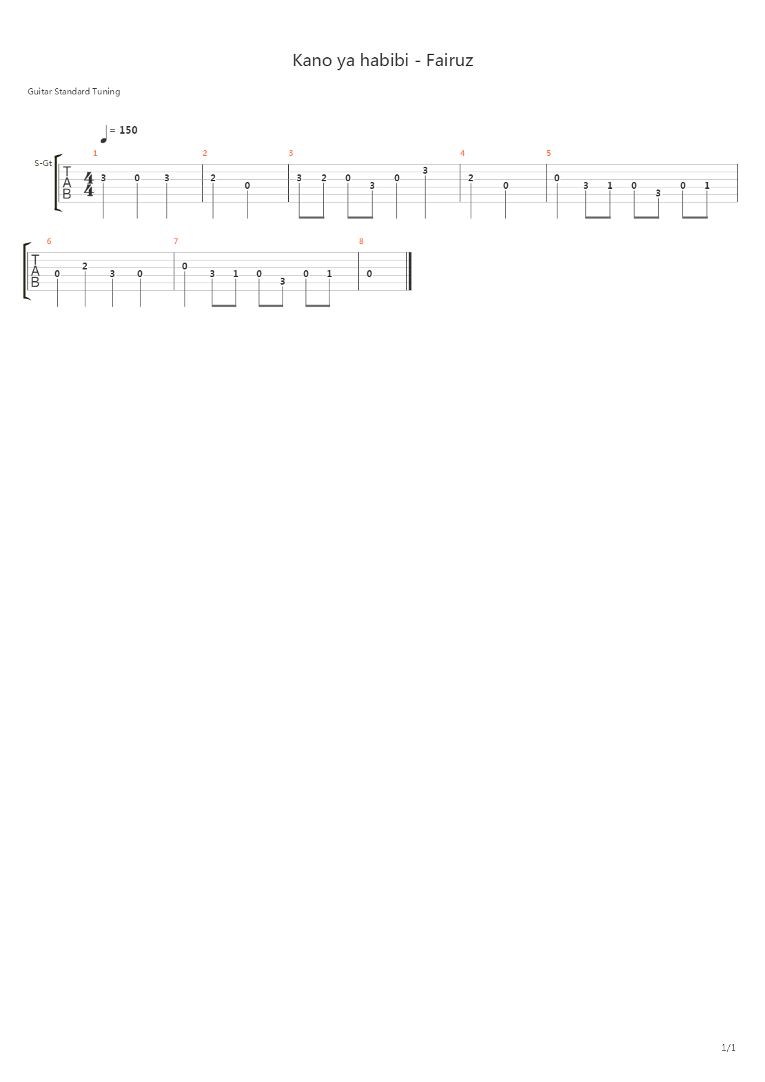 Kano Ya Habibi吉他谱