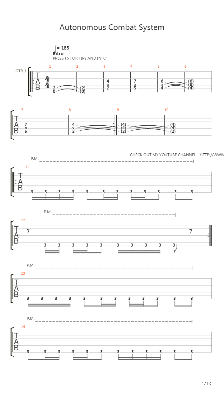 Autonomous Combat System吉他谱