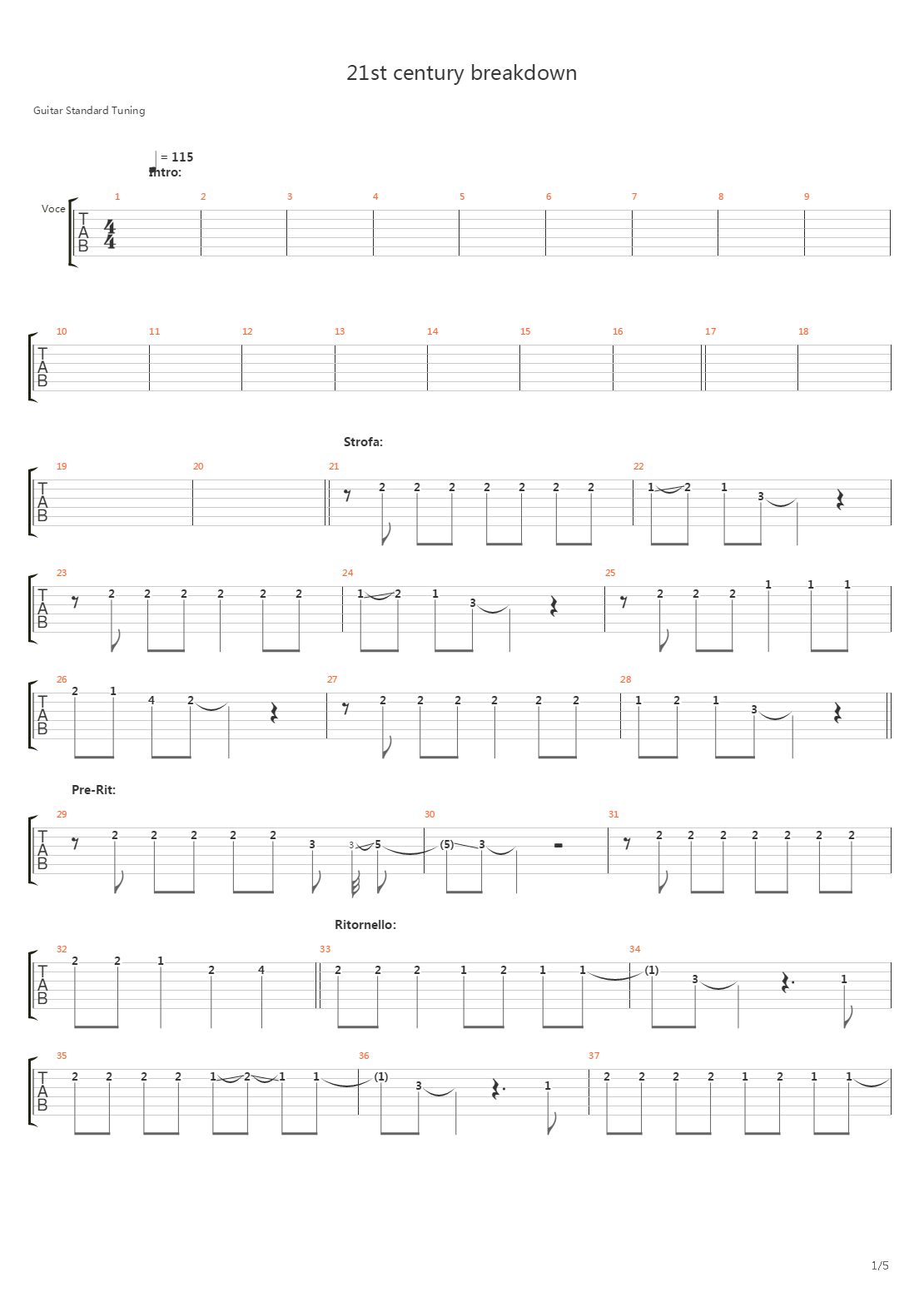 21St Century Breakdown吉他谱