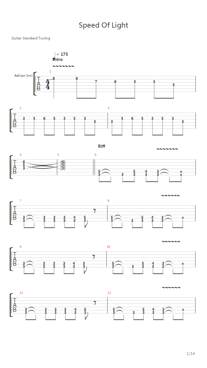 Speed Of Light吉他谱