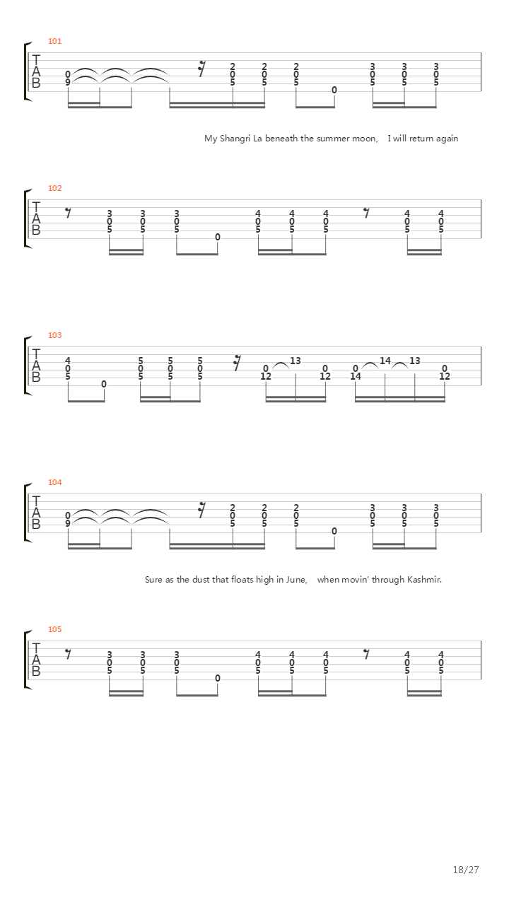 Kashmir吉他谱