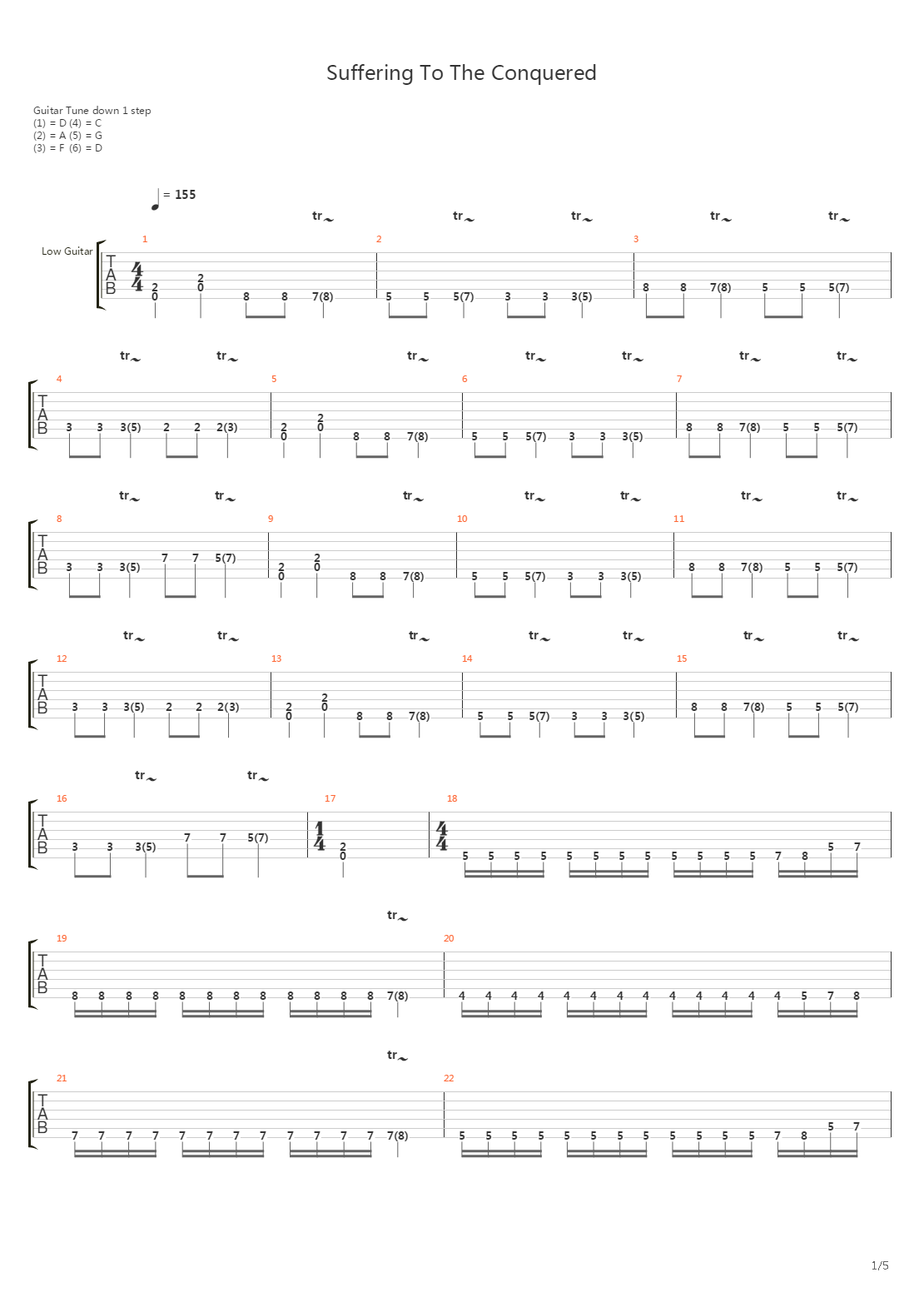 Suffering To The Conquered吉他谱