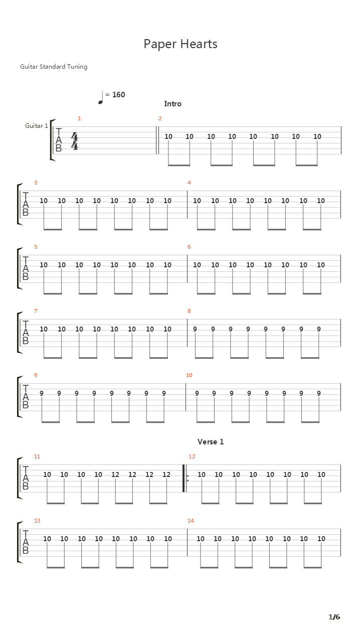 Paper Hearts吉他谱