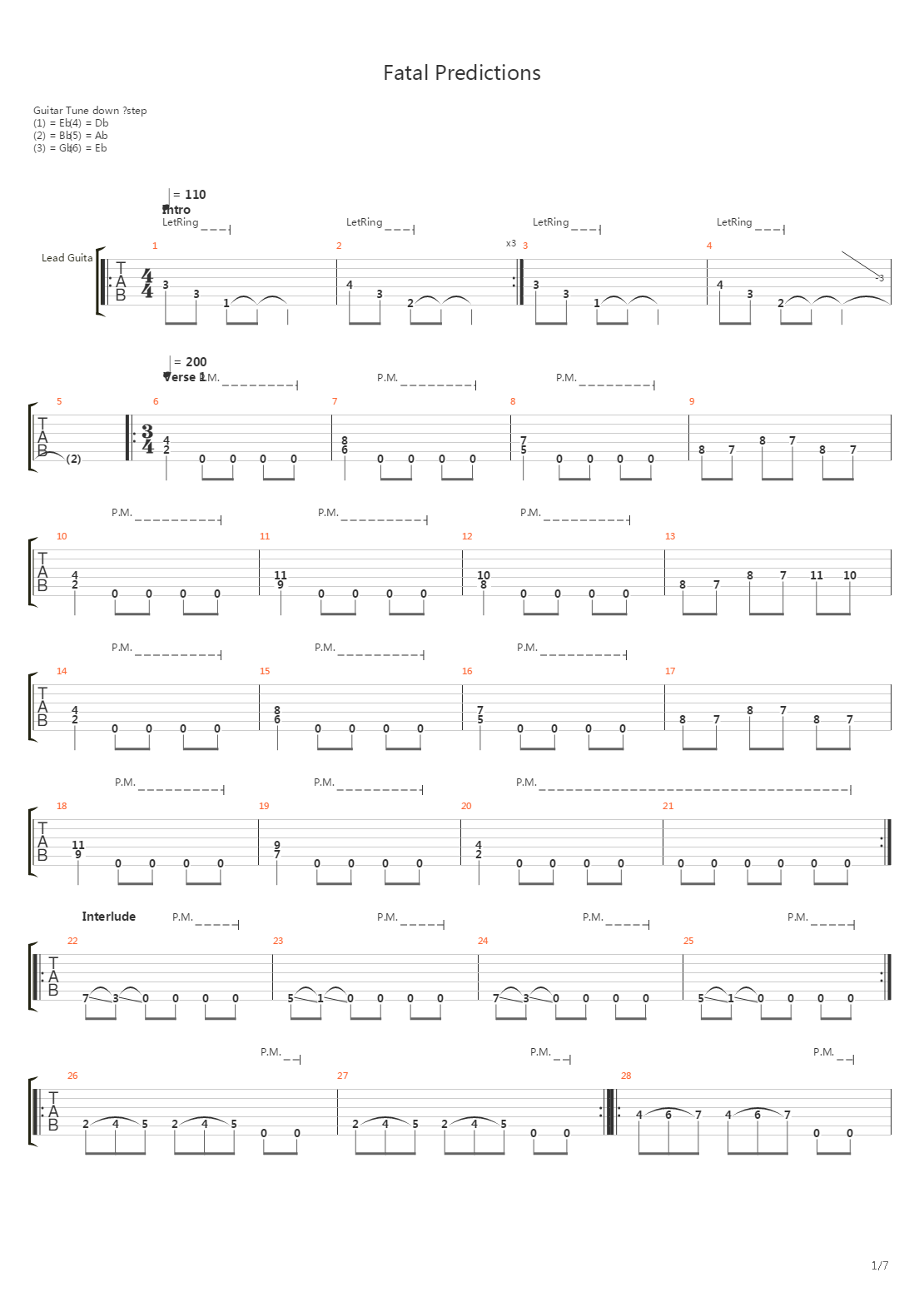 Fatal Predictions吉他谱