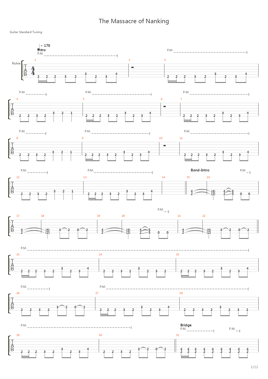 The Massacre Of Nanking吉他谱