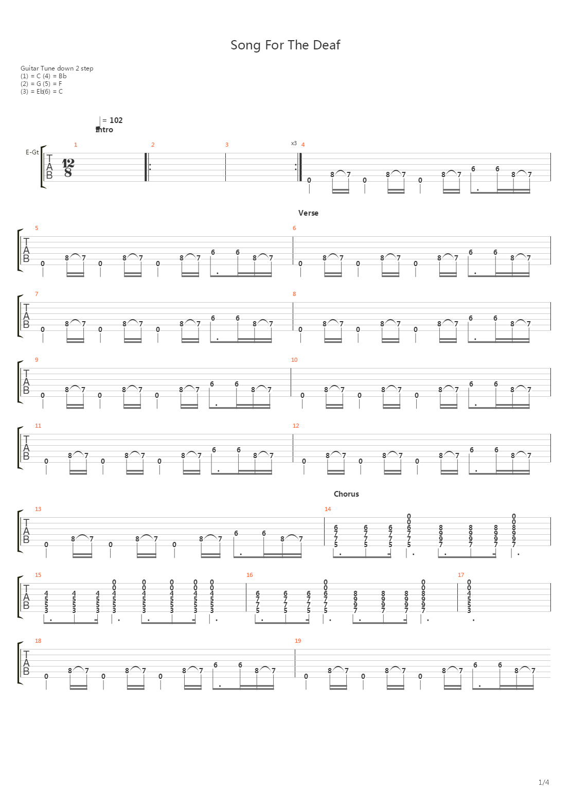 Song For The Deaf吉他谱
