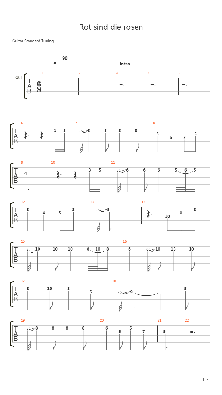 Rot Sind Die Rosen吉他谱