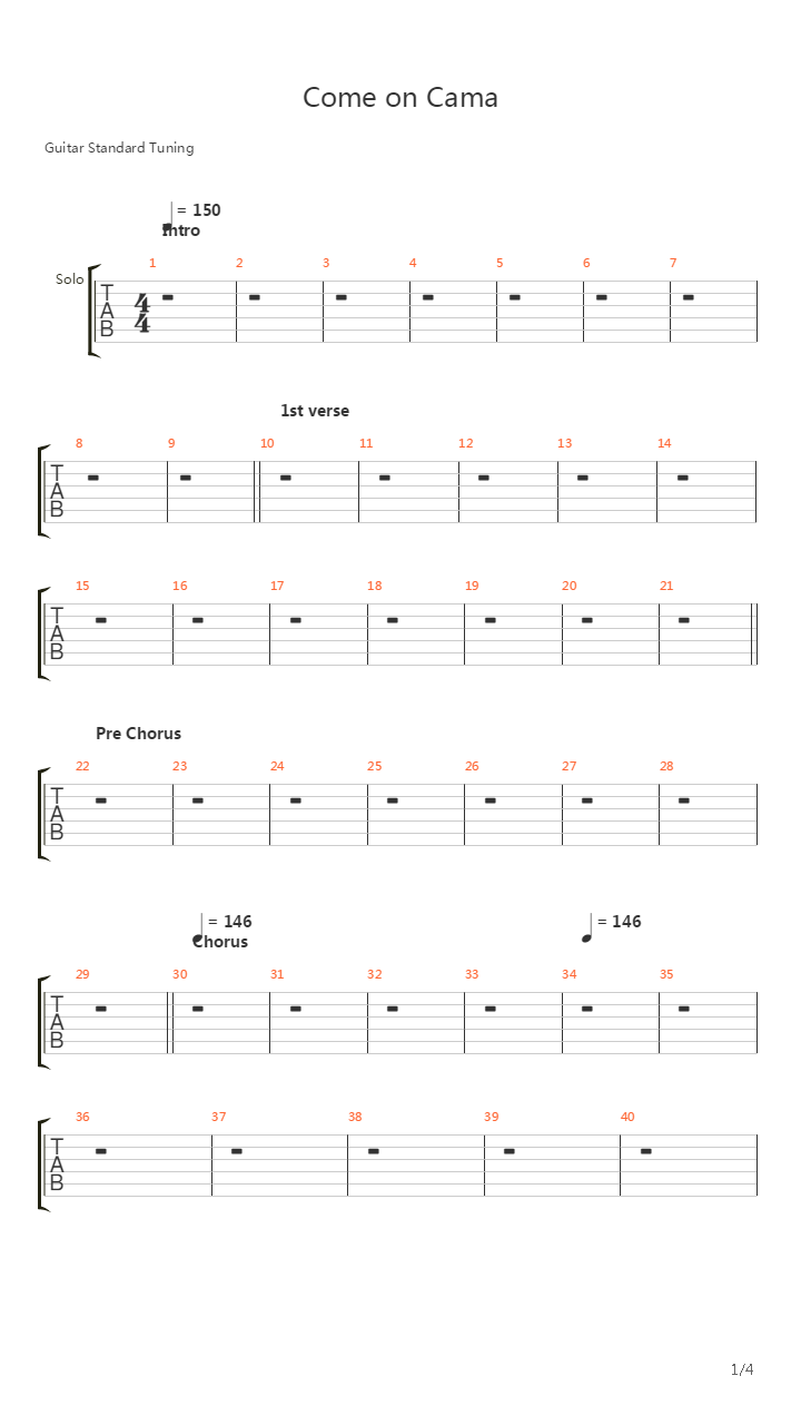Come On Cama吉他谱
