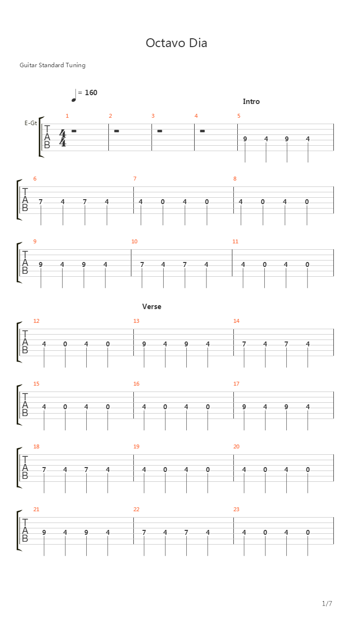 Octavo Dia吉他谱