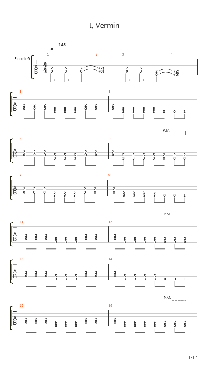 I Vermin吉他谱
