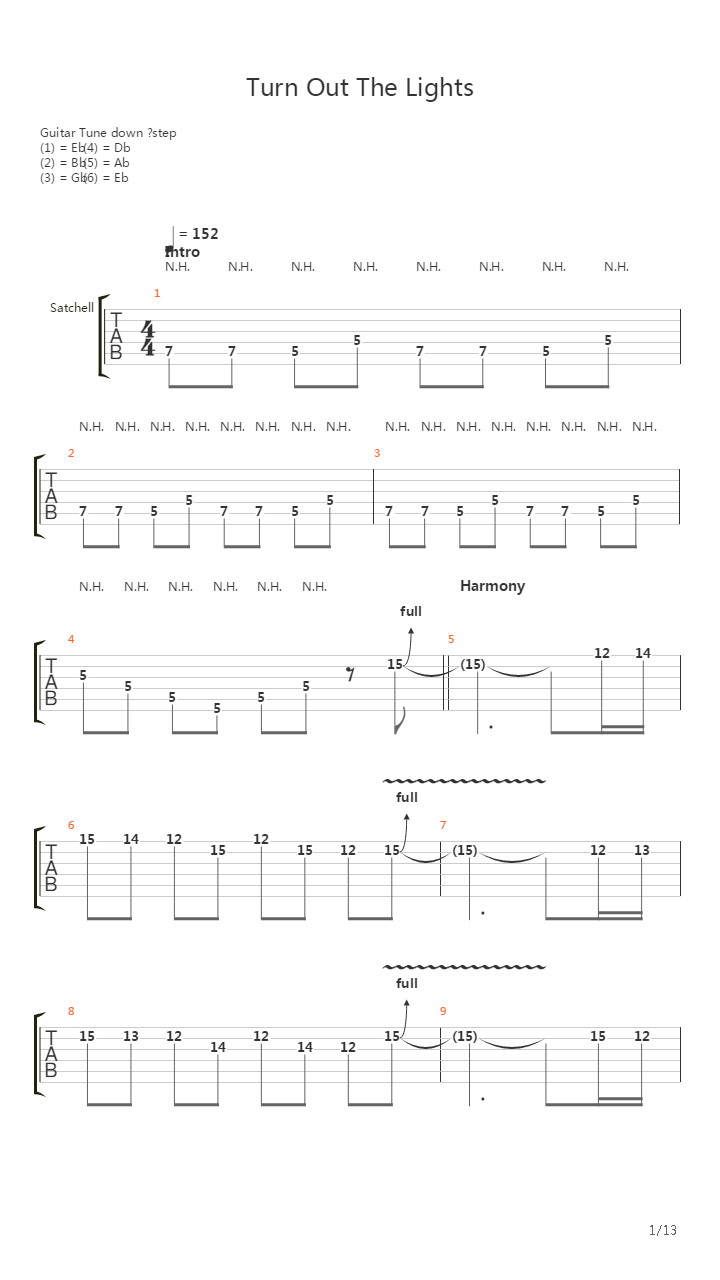 Turn Out The Lights吉他谱
