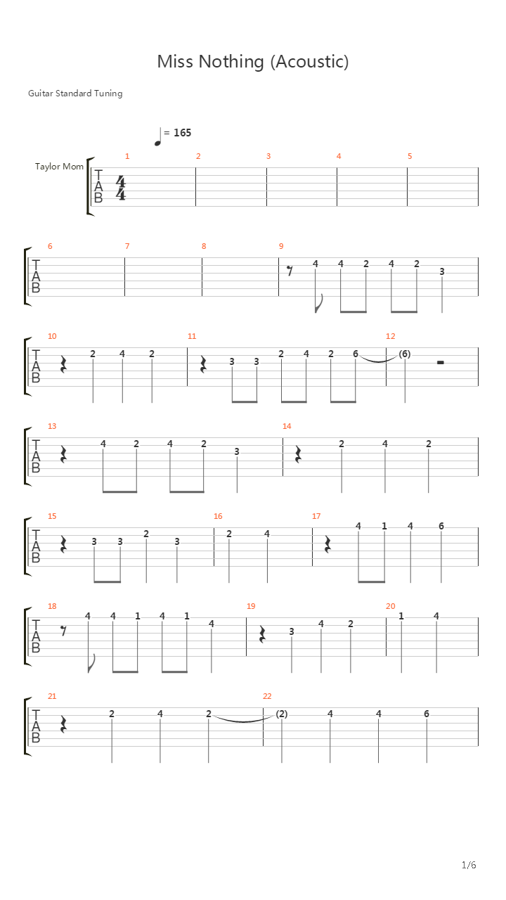 Miss Nothing吉他谱