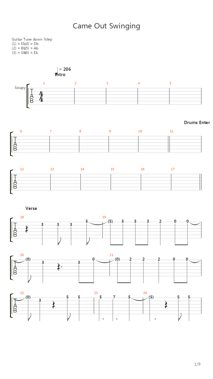 Came Out Swinging吉他谱