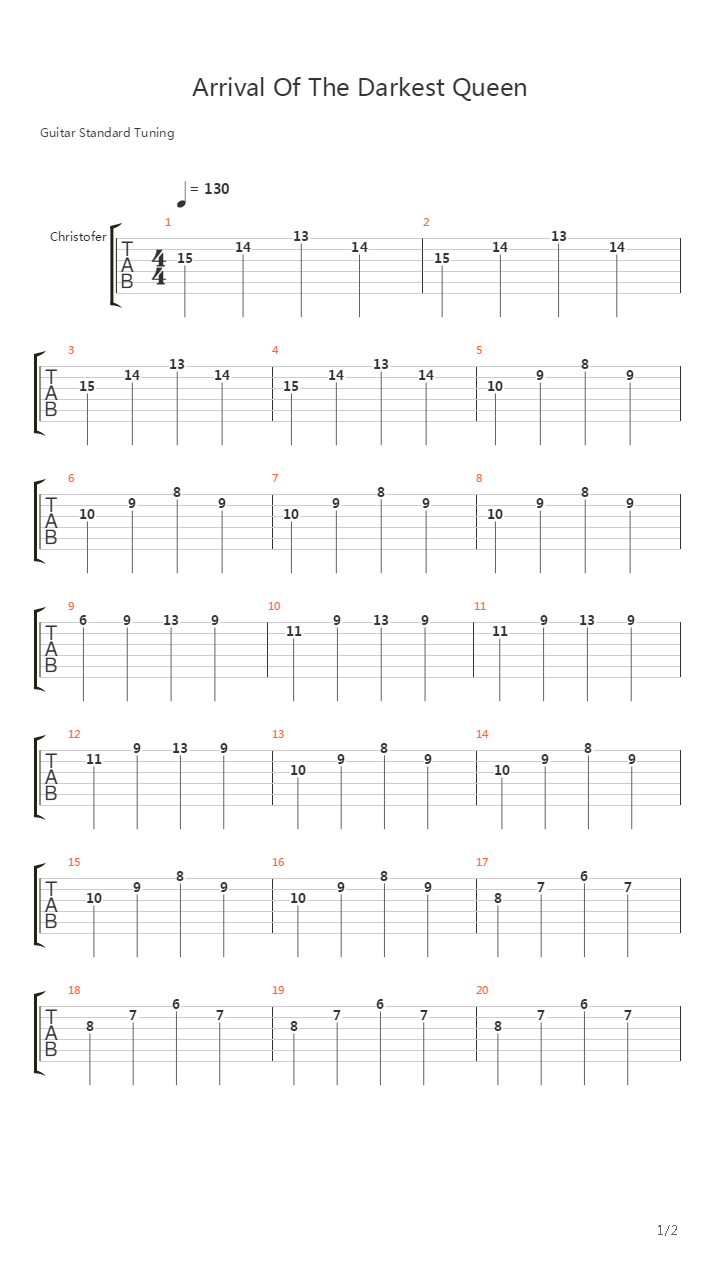 Arrival Of The Darkest Queen吉他谱